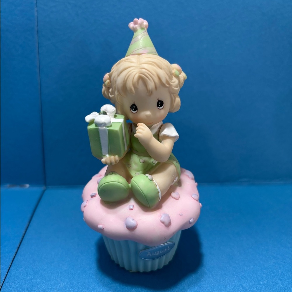 Precious Moments Figurine on Cupcake with Gift